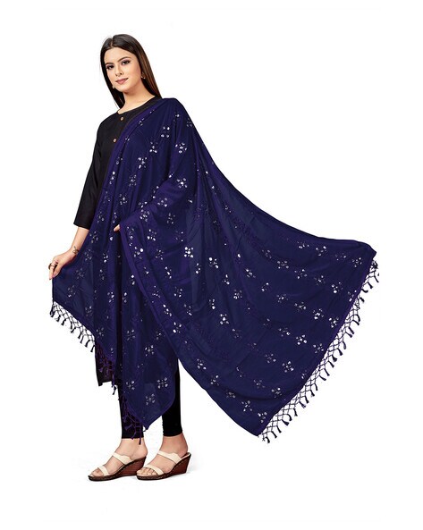 Embellished Chiffon Dupatta with Tassels Price in India