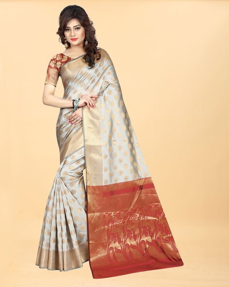 Embroidered off shoulder blouse pants saree - Dheeru Taneja