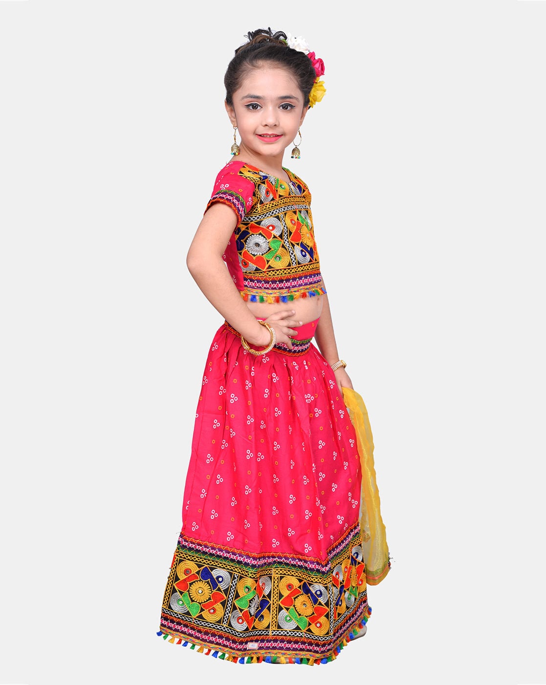 DIAMO Girls Jaipuri Rajasthani Hand Block Print Ethnic Wear Pure Rayon  Cotton Lehenga Choli Skirt & Top