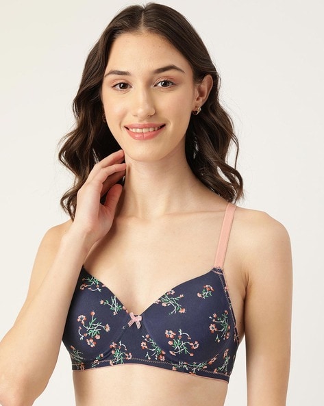 Leading Lady Women's Printed Lightly Padded Women T-Shirt Bra Dark Green BRA -4069-1