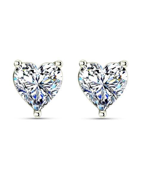 Diamond Cluster Heart Stud Earrings