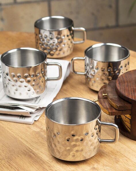 Stainless Steel Mugs, Tea & Coffee Mugs, Silver, Stainless Steel, Set of 2  - MARKET 99