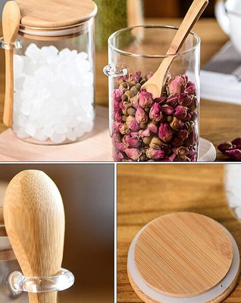 Clear Glass Containers for Pantry with Wooden Spoon