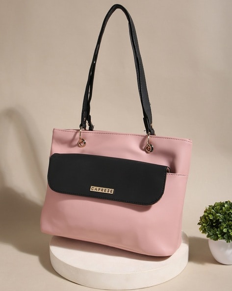Buy Caprese White, Pink Synthetic Leather Colourblocked Women Shoulder Bag  Online at Best Prices in India - JioMart.