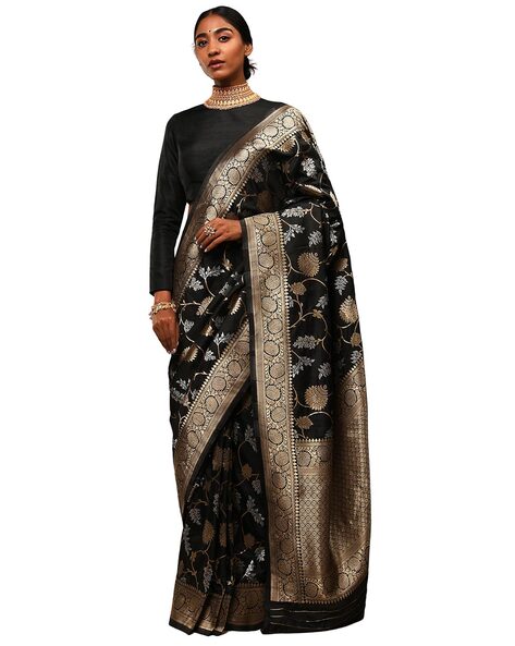 Black colour Texture Colour Handwoven Double Weaving Kadwa Katan Silk –  Chakori Ethnic