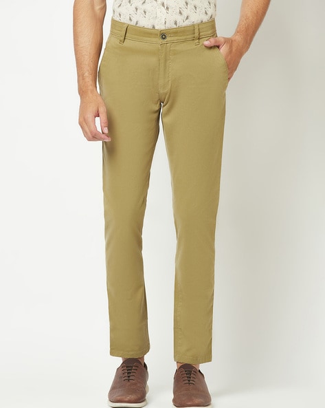 Buy CRIMSOUNE CLUB Blue Womens Slim Fit Solid Trousers | Shoppers Stop