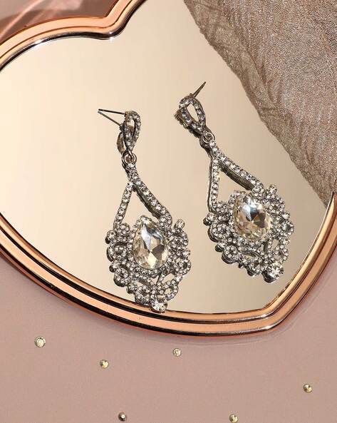 Ethnics Fashion Jewelry Silver Metallic Dangle Earrings for Women