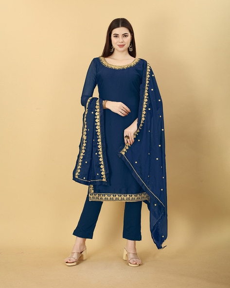 Festive, Party Wear Blue color Faux Georgette fabric Salwar Kameez : 1758027
