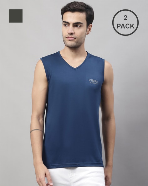 Mens sleeveless v 2024 neck t shirts