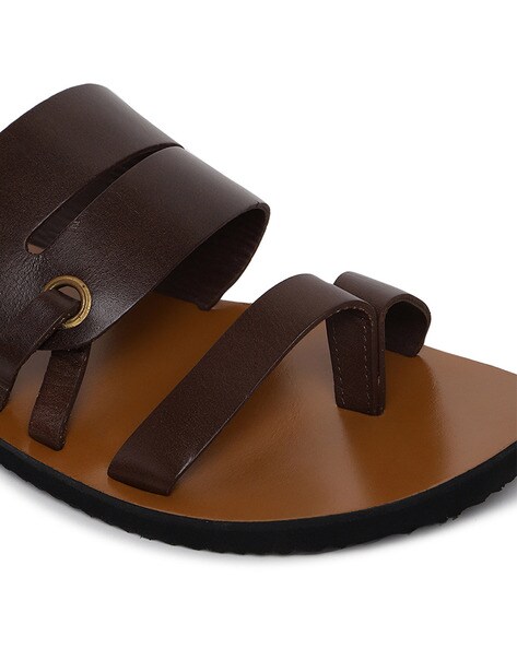 Buy REGAL Brown Men Solid Leather Ethnic Sandals online