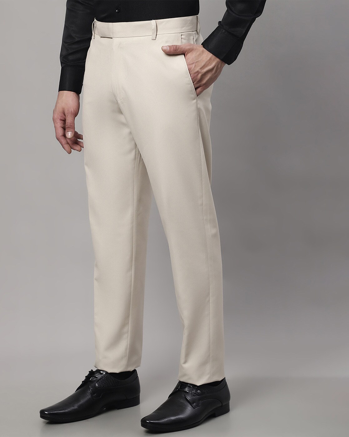 Beige/Cream Trousers, Women's Fashion, Bottoms, Other Bottoms on Carousell