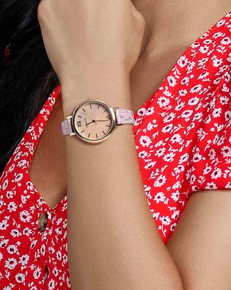KIROH Flower Designer Round Dial Attractive Genuine Leather Belt Analog  Watch for girls Watches for women's