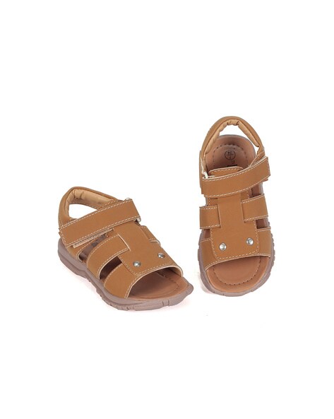 Cat & Jack Girls Brown Leather Open Toe Buckle Flat Gladiator Sandal Size  12 | eBay