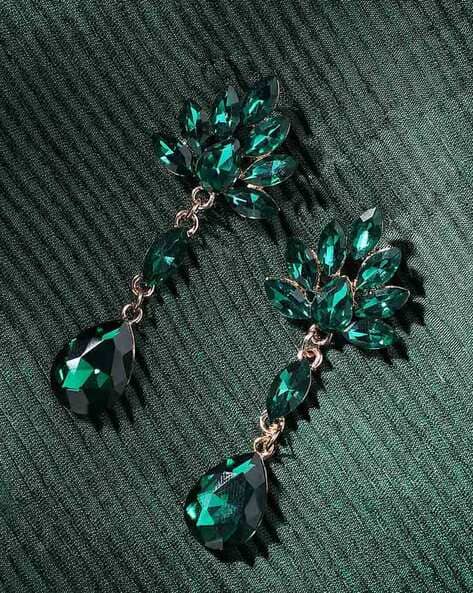 Stone-Studded Drop Earrings