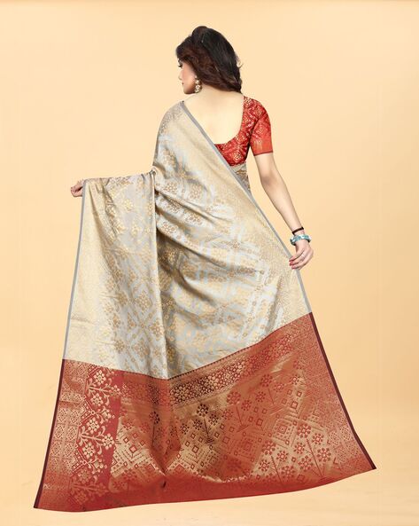 Buy Casual Wear Off White Printed Work Art Silk Saree Online From Surat  Wholesale Shop.