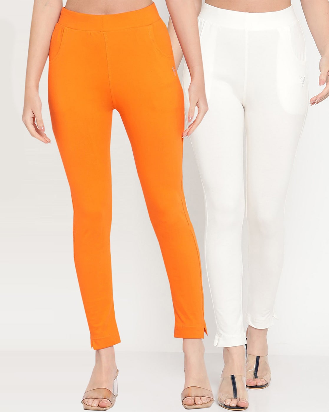 Pack of 2 Ankle-Length Leggings with Elasticated Waist