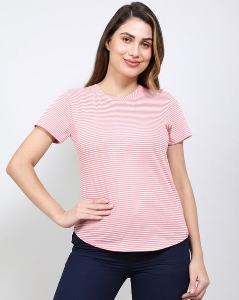 Buy T-Shirt for Women Online  Pink Cotton Half Sleeve T-Shirt