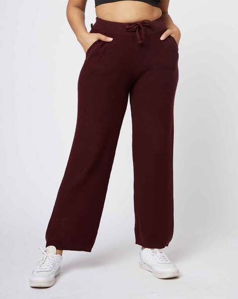 Buy Burgundy Trousers & Pants for Women by BLISSCLUB Online