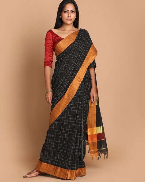 Kerala Cotton Saree with Golden Zari – sherinz