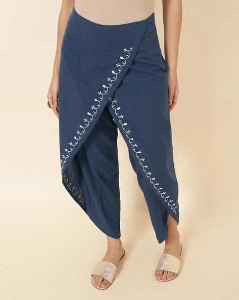 Embroidered Dhoti Pants with Zipper Price in India