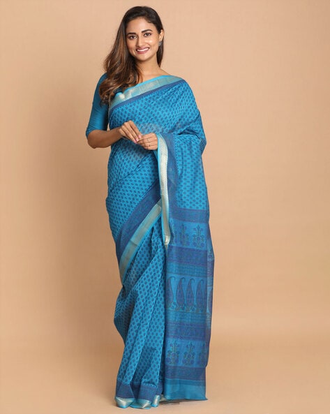 Buy Navy Blue Sarees for Women by ANAITA Online | Ajio.com