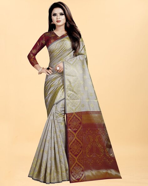 Buy Off white Sarees for Women by Nyrika Online | Ajio.com