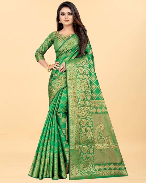 Banarasi Saree in Dark Green : SBTA1106