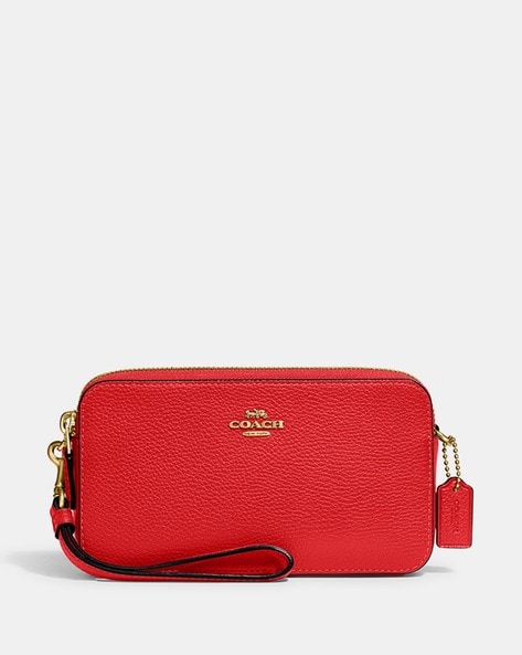 tas sling-bag Coach C4095 Court Crossbody Leather Handbag With Ruching Red  | Tinkerlust