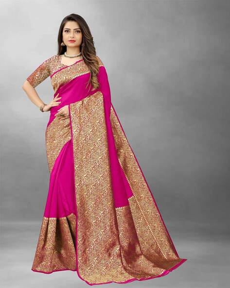 Shaded Pink Stone Border Silk Saree 5305SR03