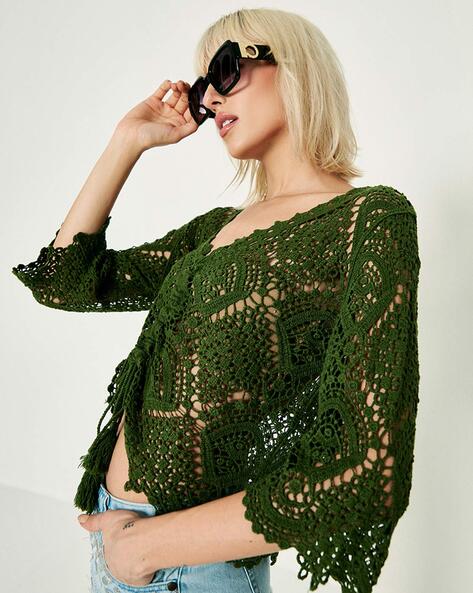 Top crochet manga larga new arrivals