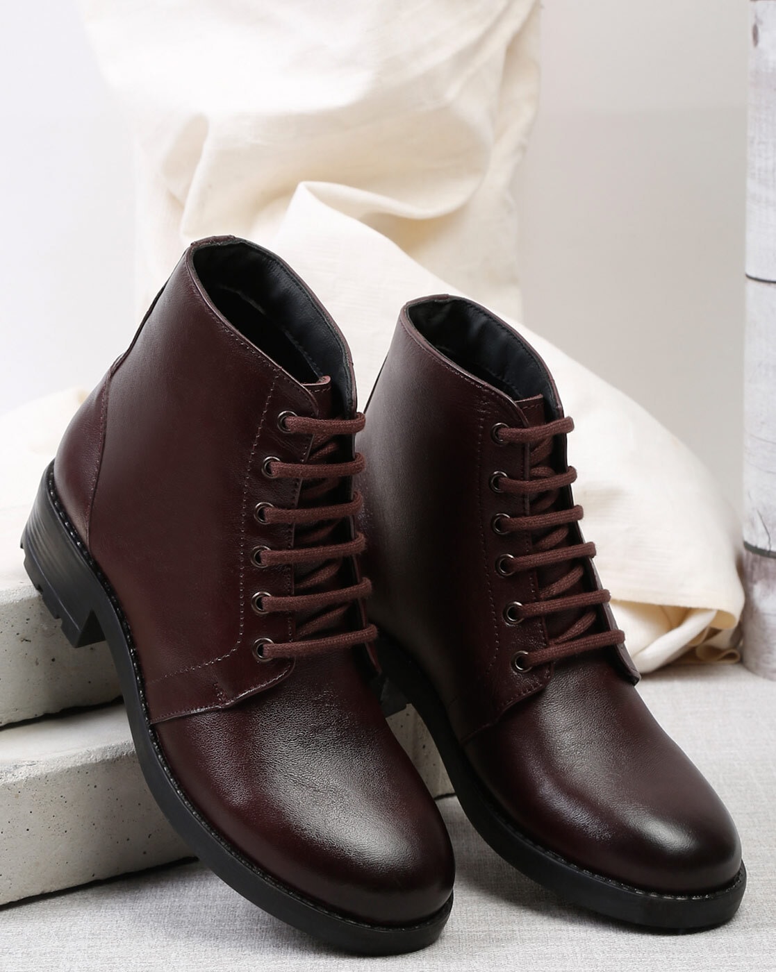 Buy Burgundy Boots for Women by TEAKWOOD LEATHERS Online 