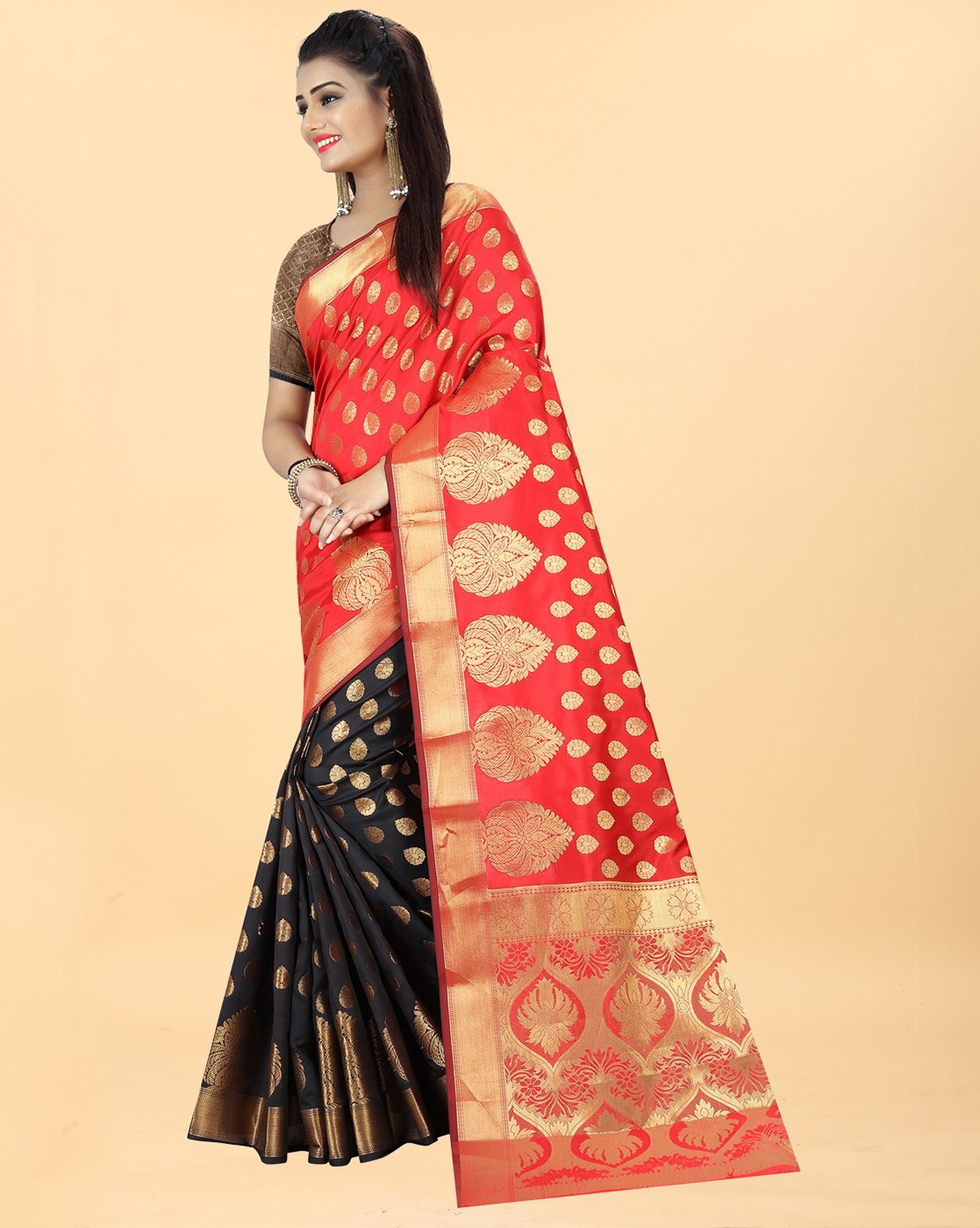 Buy sheladiya Woven Banarasi Pure Silk Black Sarees Online @ Best Price In  India | Flipkart.com