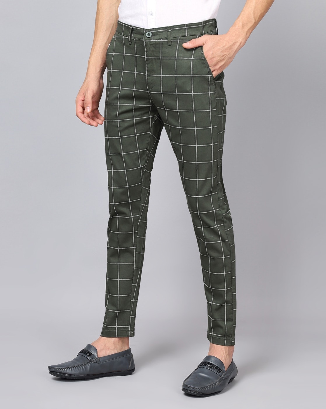 Green Checks Trousers - Buy Green Checks Trousers online in India