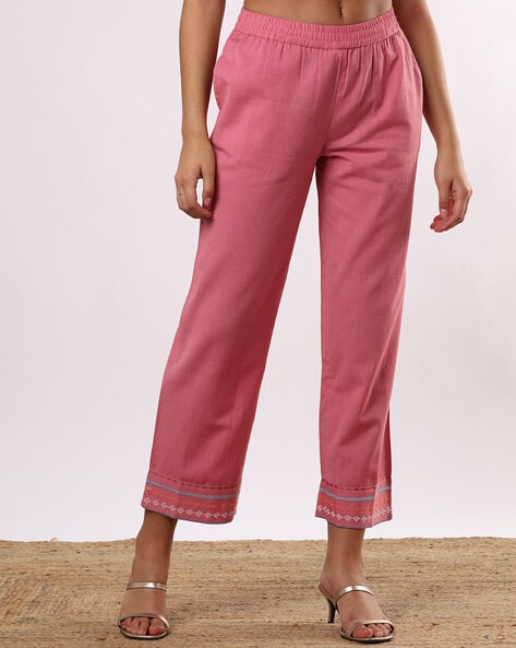Women Pants with Embroidered Hems Price in India