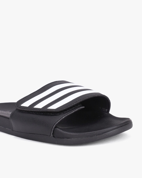 Black white adidas discount slides