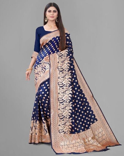 Blue Banarasi Silk Woven Wedding Saree 4112