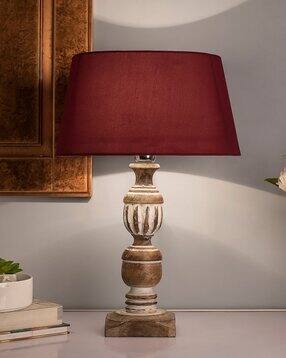 Antique Wooden Trophy Craved Base Table Lamp-image-1