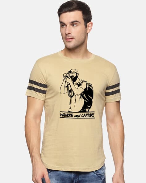 TRENDS TOWER Regular Fit Graphic Print Crew-Neck T-Shirt