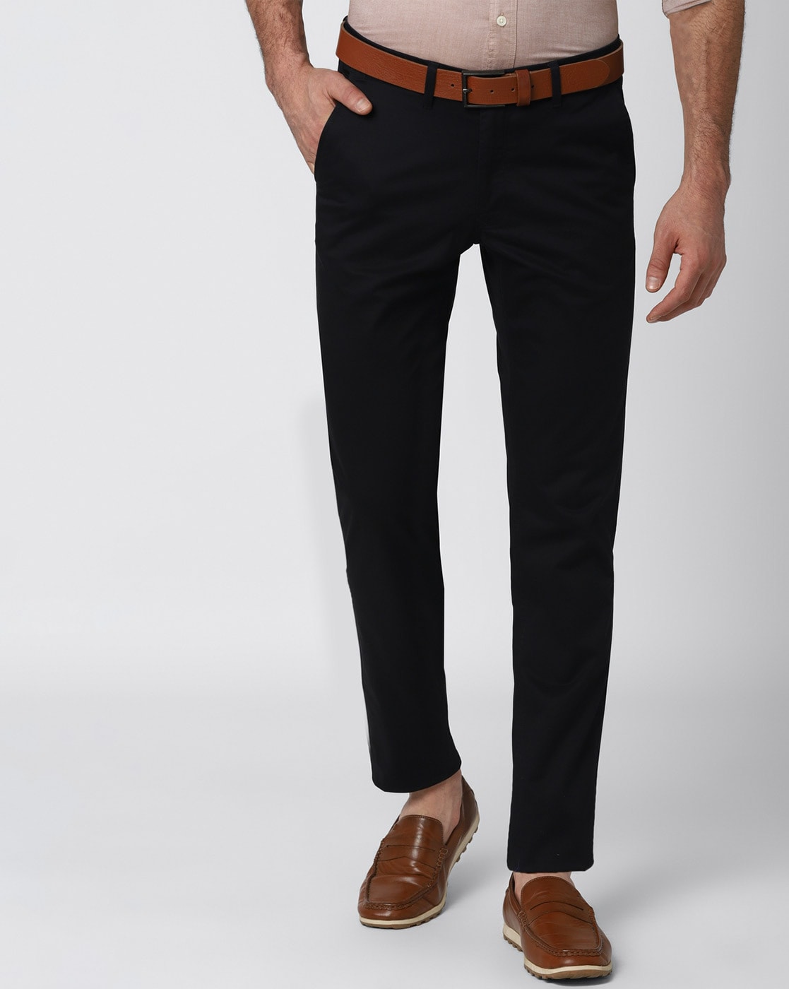 Buy Van Heusen Brown Mid Rise Slim Fit Trousers for Men Online  Tata CLiQ