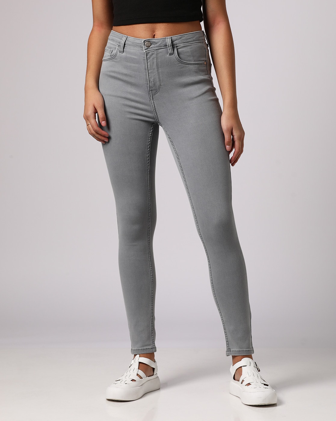 Women Trousers Light Grey Active Color High Waist Ankle Length Lady Denim  Jeans Elastic Super Skinny Flare Fit Fashion Jeans - China Bootcut Pants  and Women Denim Jeans price | Made-in-China.com