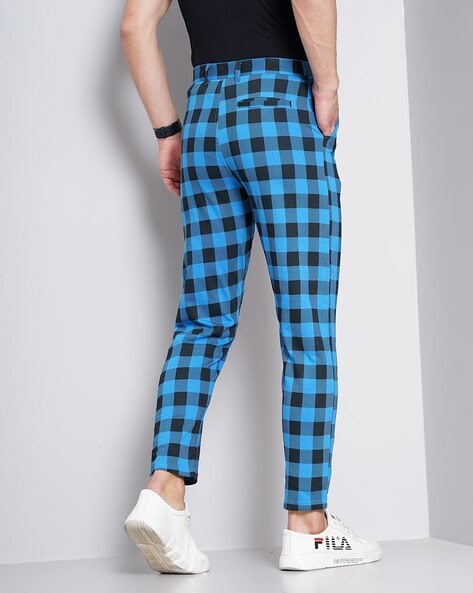 Buy WES Formals Black Checkered Carrot-Fit Trousers from Westside