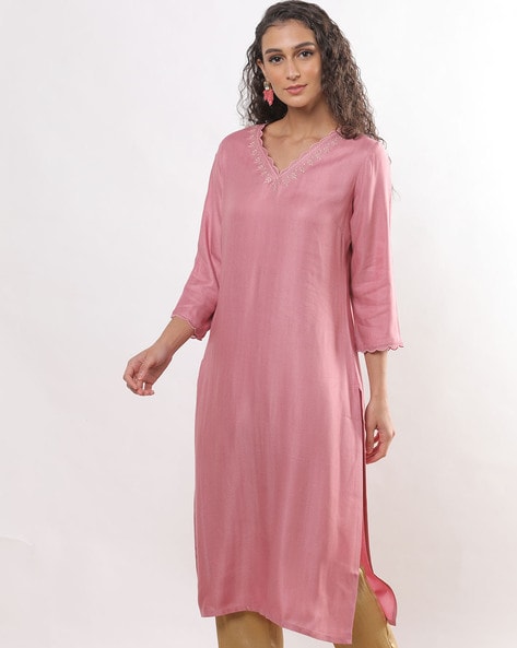 Buy Rose Gold Kurtas for Women by Svrnaa Online | Ajio.com