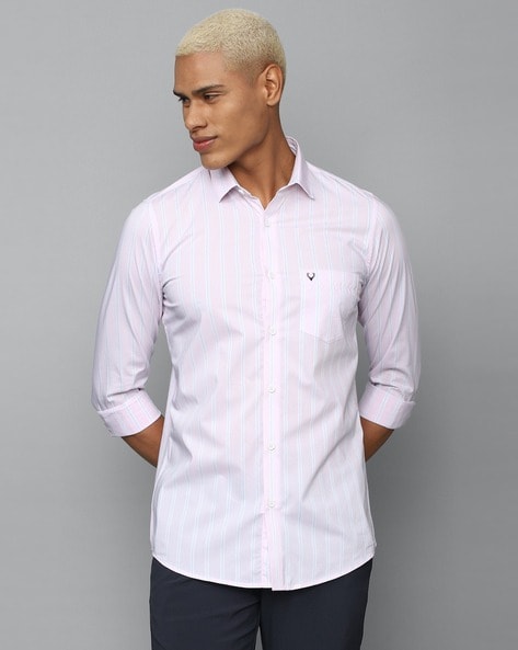 Men Striped Slim Fit Shirt with Patch Pocket