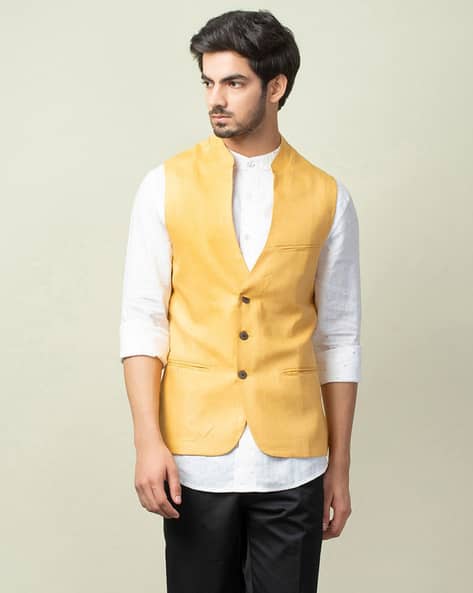 Buy Mustard 3-Piece Ethnic Suit for Men by Fabindia Online