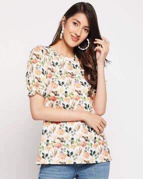 weavllite Floral Print Round-Neck Tunic-picture-12