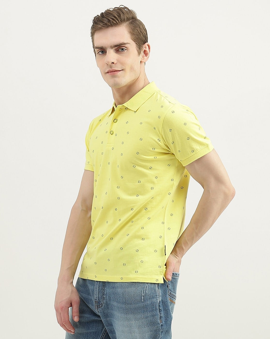 mens light yellow polo shirt