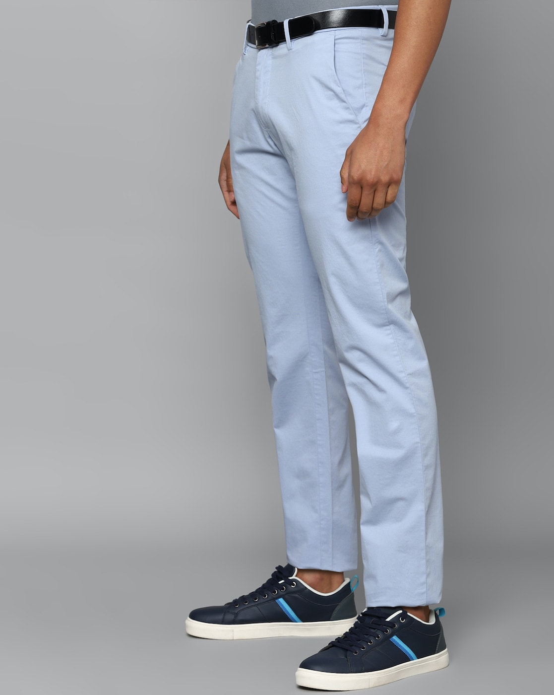 Buy Allen Solly Blue Cotton Slim Fit Trousers for Mens Online @ Tata CLiQ