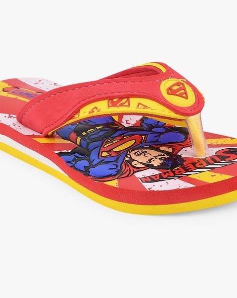 Superman Print Thong Strap Flip Flops