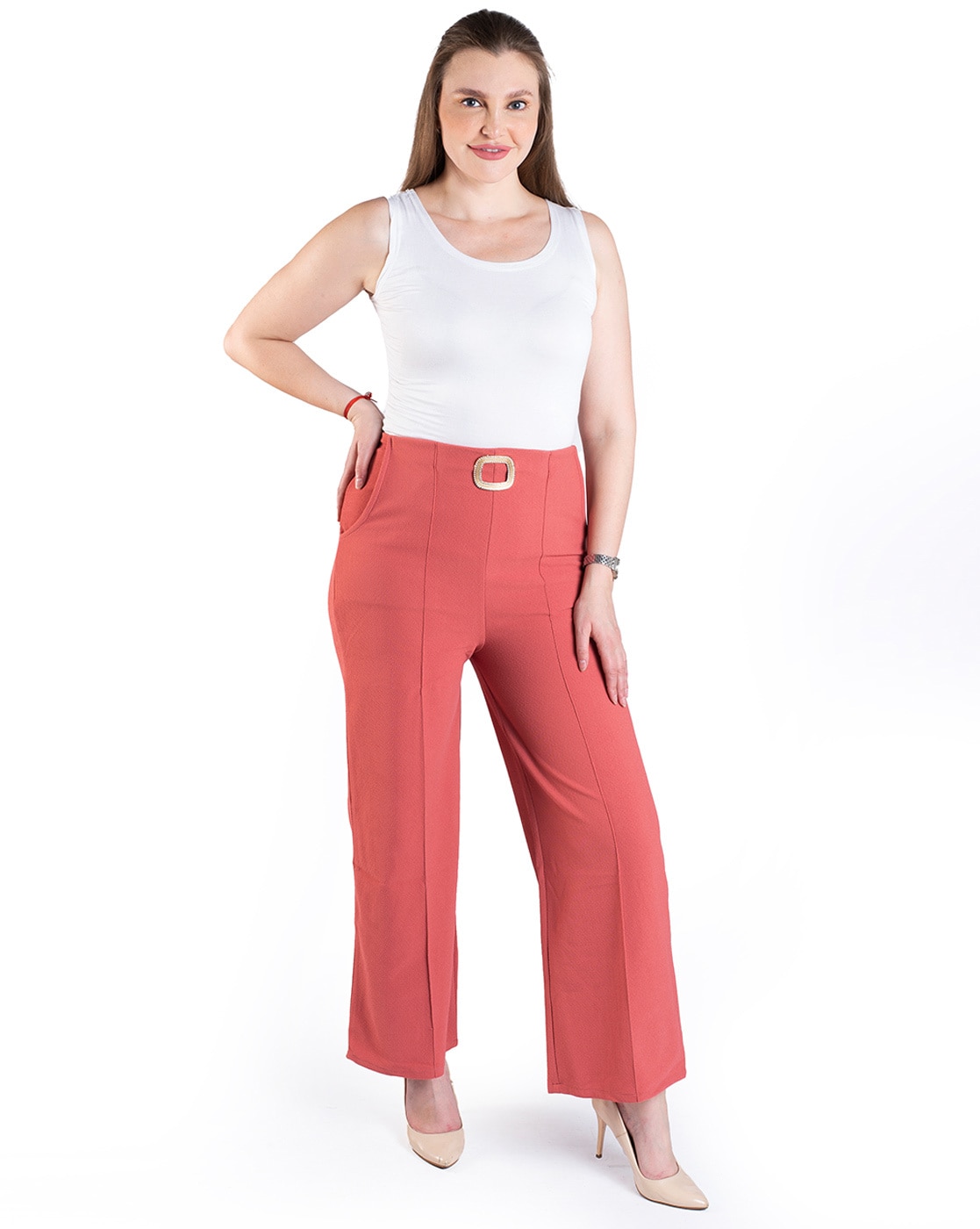 Buy Peach Trousers & Pants for Women by LAASA Online | Ajio.com
