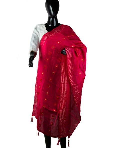 Chanderi Silk Dupatta with Zari Woven Motifs Price in India